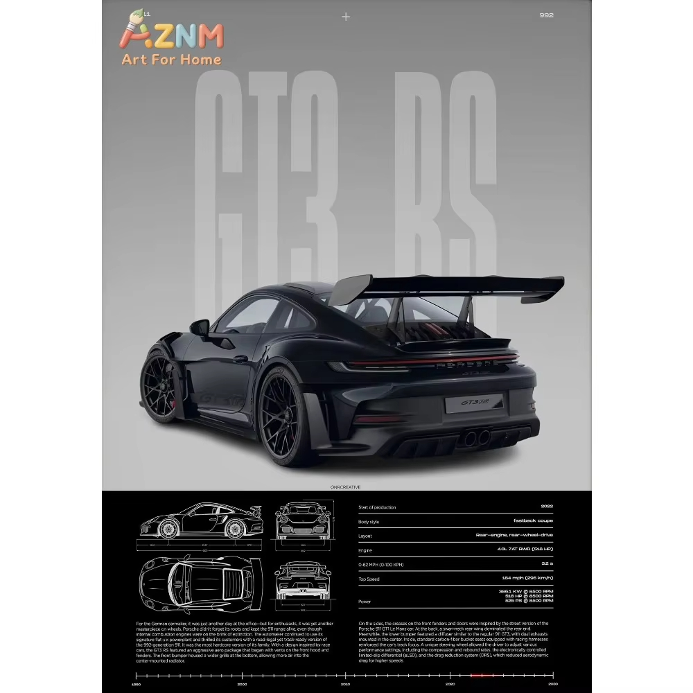 Car Accessories For Inside - 1pc Minimalist 911 GT3-RS 718 GT4